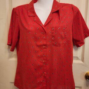 Red short sleeve blouse size small